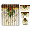 Christmas Shower Curtain Floor Mat Combination Four-Piece Set Bathroom Toilet Carpet Shower Room Mat Foot Mat