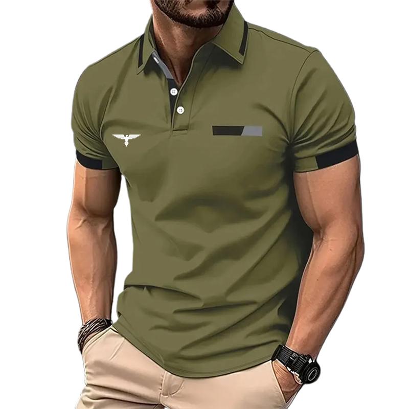 Men's Button Polo Shirt Casual Holiday Lapel Short Sleeved Shirt