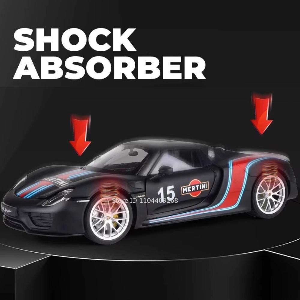 1:18 918 Martini Lackiertes Pagani Huayra Sportwagen-Modellspielzeug Stoßdämpfung Legierung Hobby Ornamente Sound Licht Geschenke für Jungen