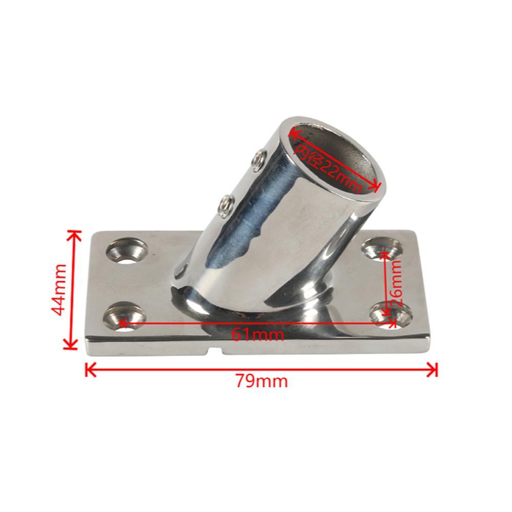 2Pcs 60 Degree 7/8" 22mm Rectangular Base Set For Marine Boat Hand Rail Fittings