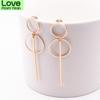 Voguish Fashionable Earrings Punk Plain Minimalist Gold Tone R Tone Color Long Section Tassel Pendant Size Circle Earrings Ladies Souvenir