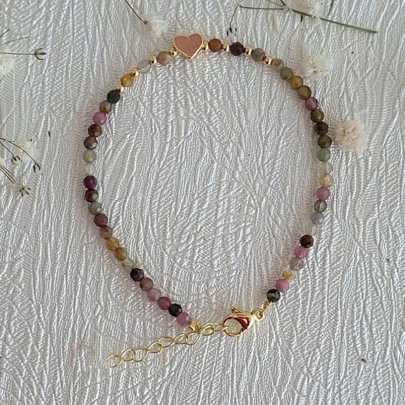 1pc 3MM Handmade Natural Stone Amethyst Beads With Heart Stretchable Bracelets For Women Jewelry Gift