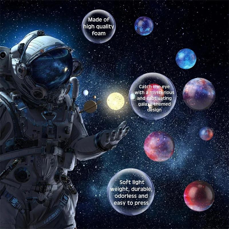 6 Adet Galaksi Stres Topu - Uzay Köpük Sıkma Oyuncakları, Yavaş Yükselen Yumuşak Sıkılabilir Anti-Stres Seti Evcil Hayvan Köpek Topları Oyuncak