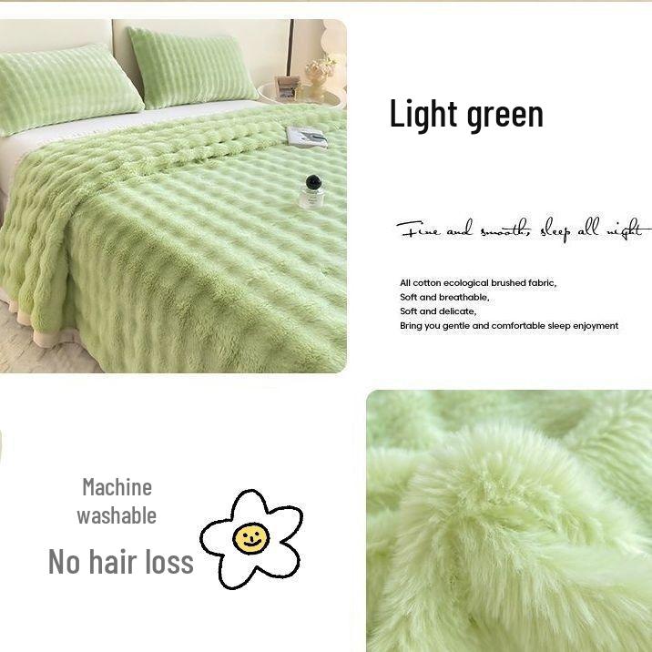 Plush Winter Bubble Rabbit Velvet Fleece-Lined Warm Bed Sheet