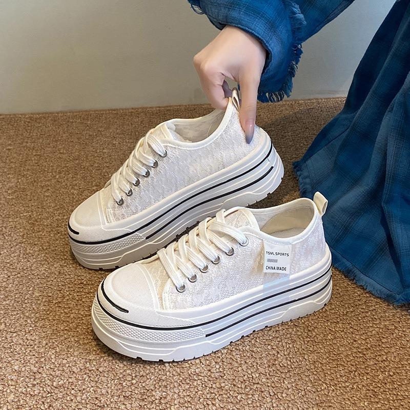 Platform white shoes women's summer new student casual fashion versatile low-top platform heightening canvas shoes women's shoes