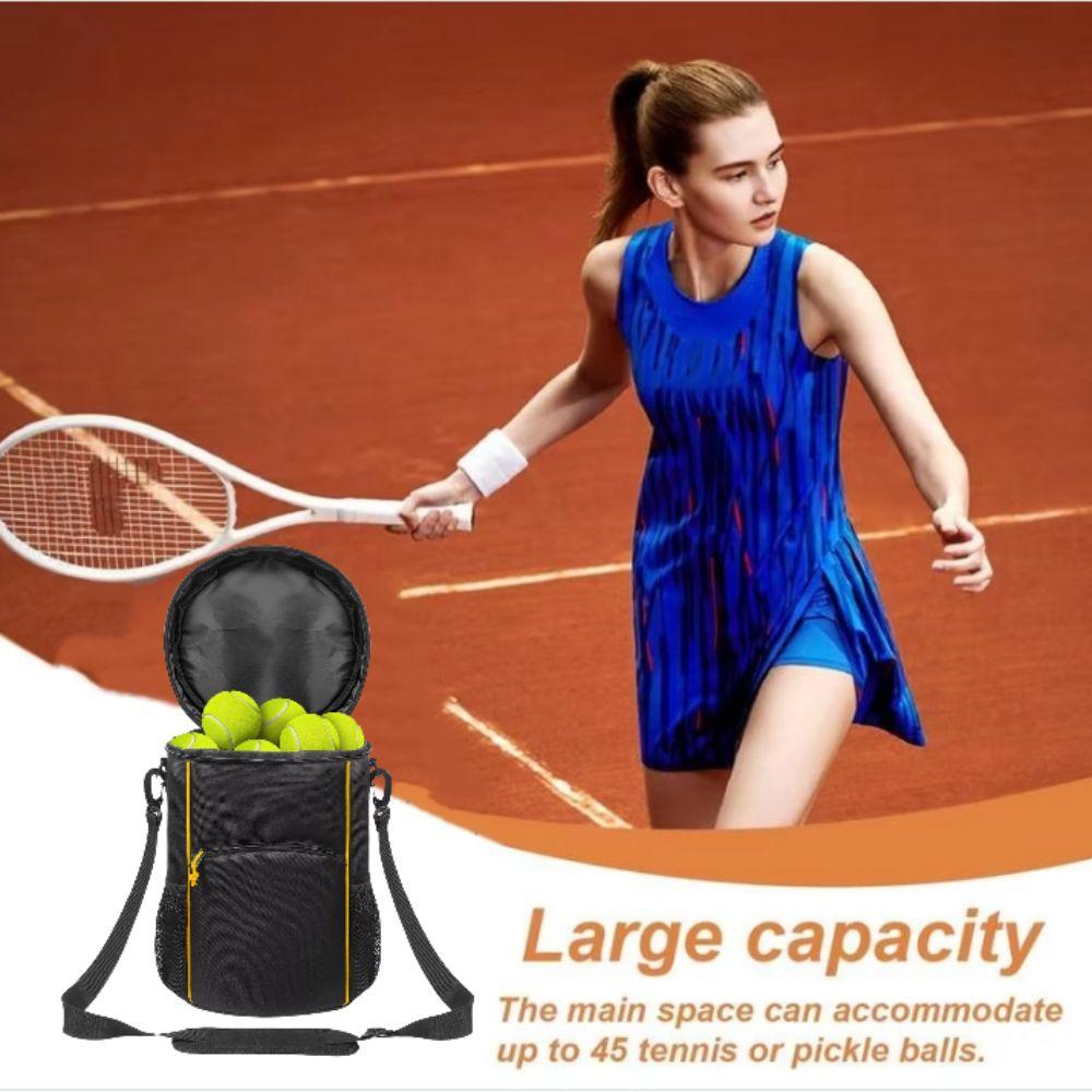 Two Way Zippers Tennis Storage Bag Shoulder Strap Tennis Balls Holder Bag Racket Sports