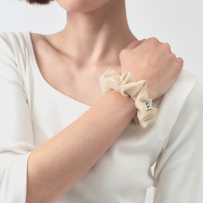 Symmetric Percent Twinkle Scrunchie - S / Beige
