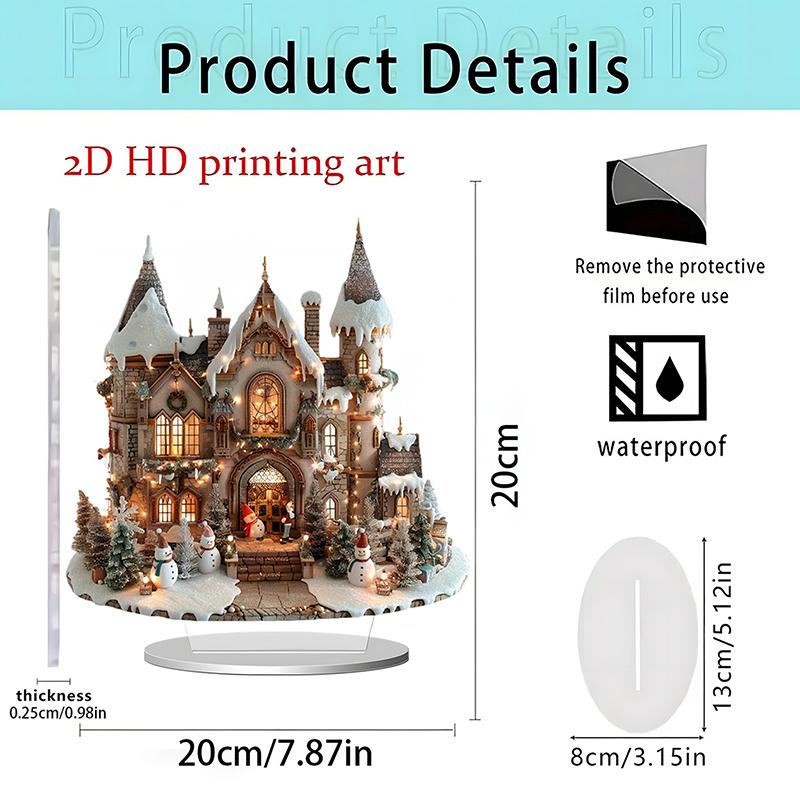 Christmas Reindeer Sleigh Santa Figurine 2D Acrylic Christmas Santa Claus On Sleigh With Reindeers Decorations Holiday Santa