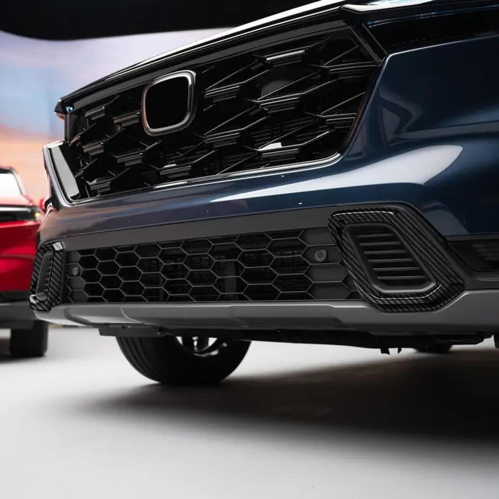 for Honda CRV CR-V Sport Touring Hybrid 2023 2024 2025 2026 Car Accessories ABS Front Bottom Bumper Lid Cover Strip Trim 2PCS (Carbon Fiber Grain)