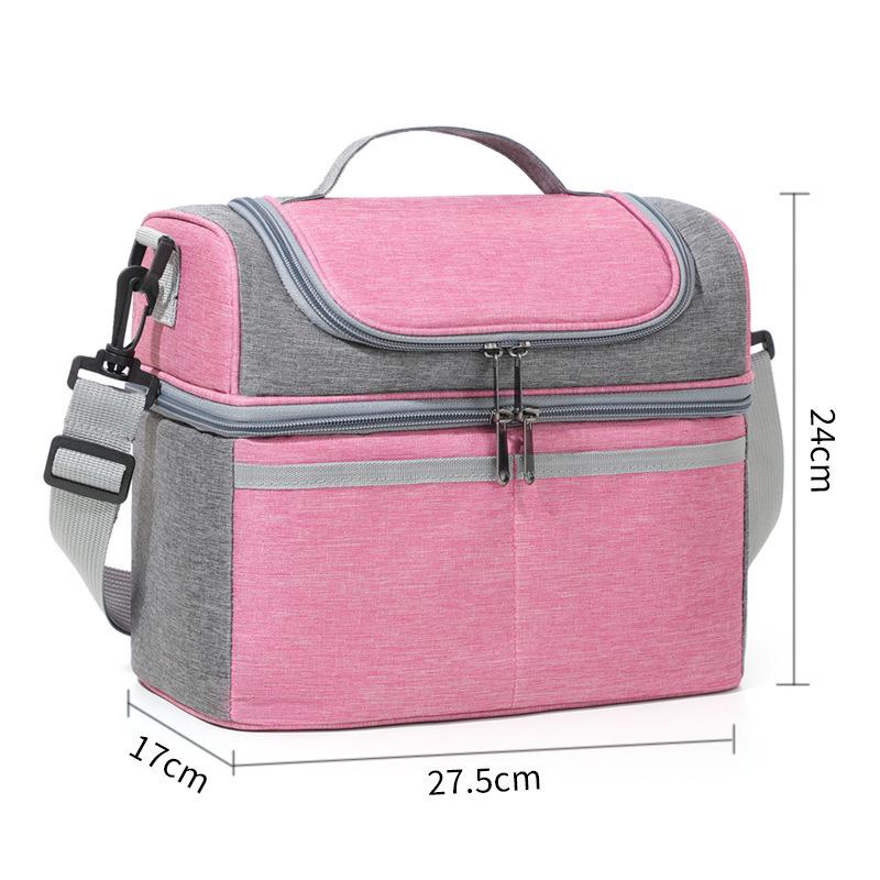 Insulated Double-Layer Color-Block Lunch Bag with Thick Aluminum Foil and Large Capacity - Portable Handheld or Shoulder Ice Pack розы красного