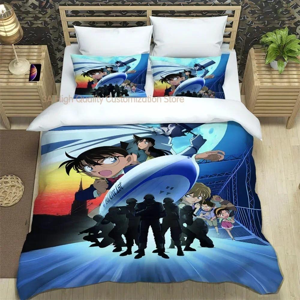 Detective Conan Carton Beding Sets Exquisite Bed Suplies Set Duvet Cover Bed Comforter Set Beding Set Luxury Birthday Gift