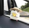 Cute Personalized Car Straw Hat Hamster Car Interior Decoration Window Edge Car Decoration Auto Interior Dashboard Accessories