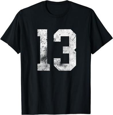 13 Cool Distressed Birthday Lucky Number Player 13th T-Shirt Style Men Women Soft Printed Clothing Streetwear Graphic T Shirts