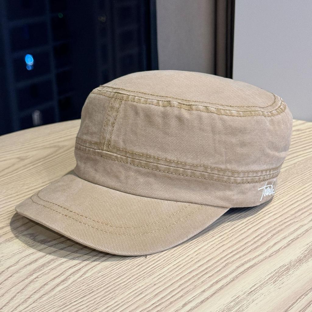 Retro Simple Printed Letters Old Washed Short Brim Peaked Cap for Men and Women New Pure Cotton Breathable Soft Top Baseball Cap