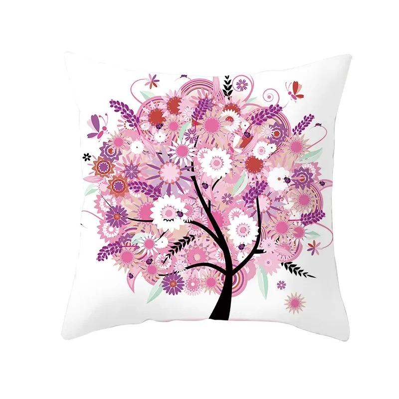 Colorful Tree Print Creative Fashion Cushion Cover Pillowcase Decorative Sofa Home Decor