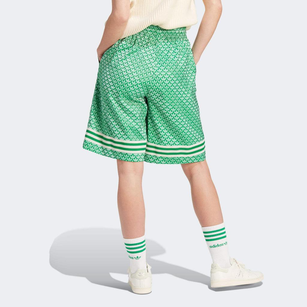 adidas Originals Adicolor 70s Retro Series Logo Print Loose Drawstring Shorts Women Bottoms Green IK7881
