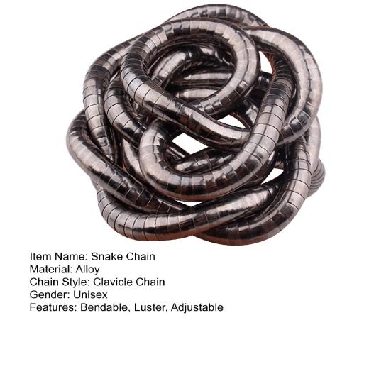 Unisex Individual Snake Chain Bendable Snake Necklace Luster Flexible Adjustable Design Hip