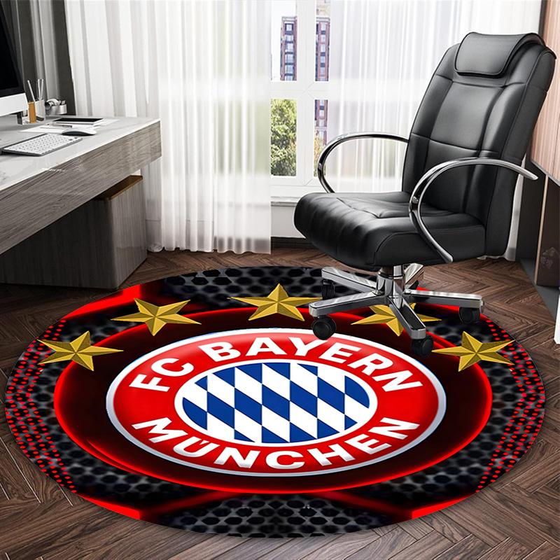 1pc B-Bayern Munich Carpet, Round Rug, Comfortable, Suitable for Entryways, Living Rooms, Office, And Bedrooms, Christmas Decoration