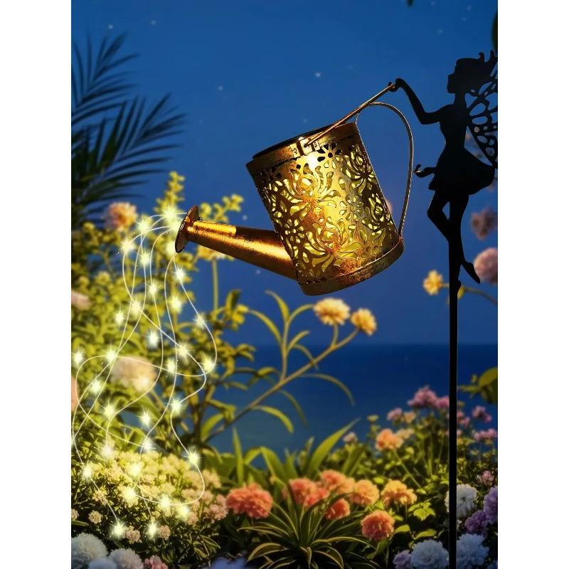 Verzauberte Solar-Feenlampe für Außen, skurriles Design mit Eisenkessel, mit automatischem Dämmerungssensor, IP65 Gartenleuchte für den Weg