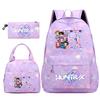 3Pcs/set 26 English Letter Kpop Printed Backpack Handbag Pencil Case for Teenger Student Girl Boy Schoolbag Kid Bookbag Large Capacity Travel Bag Gift
