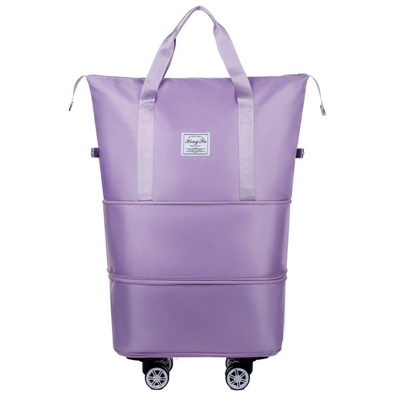 Unisex Expandable Large-Capacity Travel Duffel Bag with Wheels, Foldable Boarding Luggage for Business Trips and Shopping.