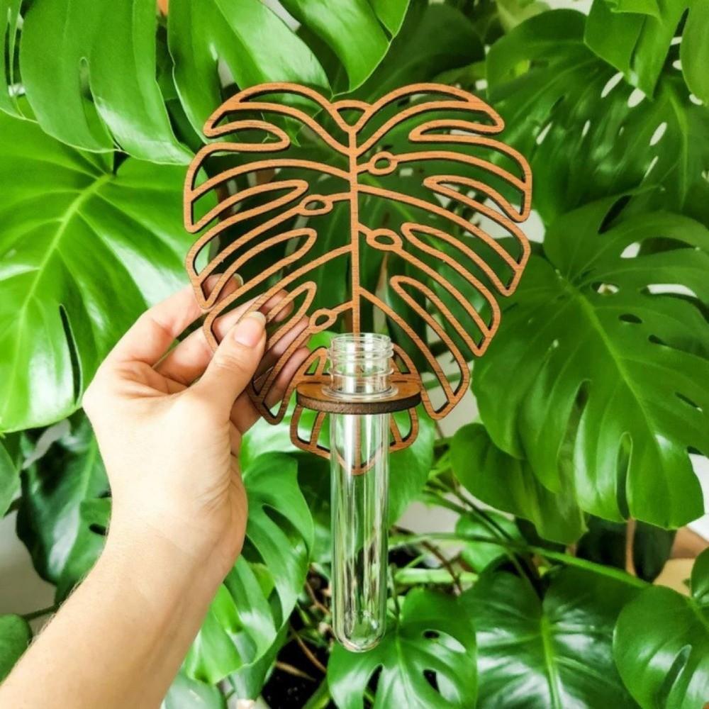 Home Ornaments Hydroponic Plant Holder Wooden Flower Pot Wall Mounted Planter Indoor Plants
