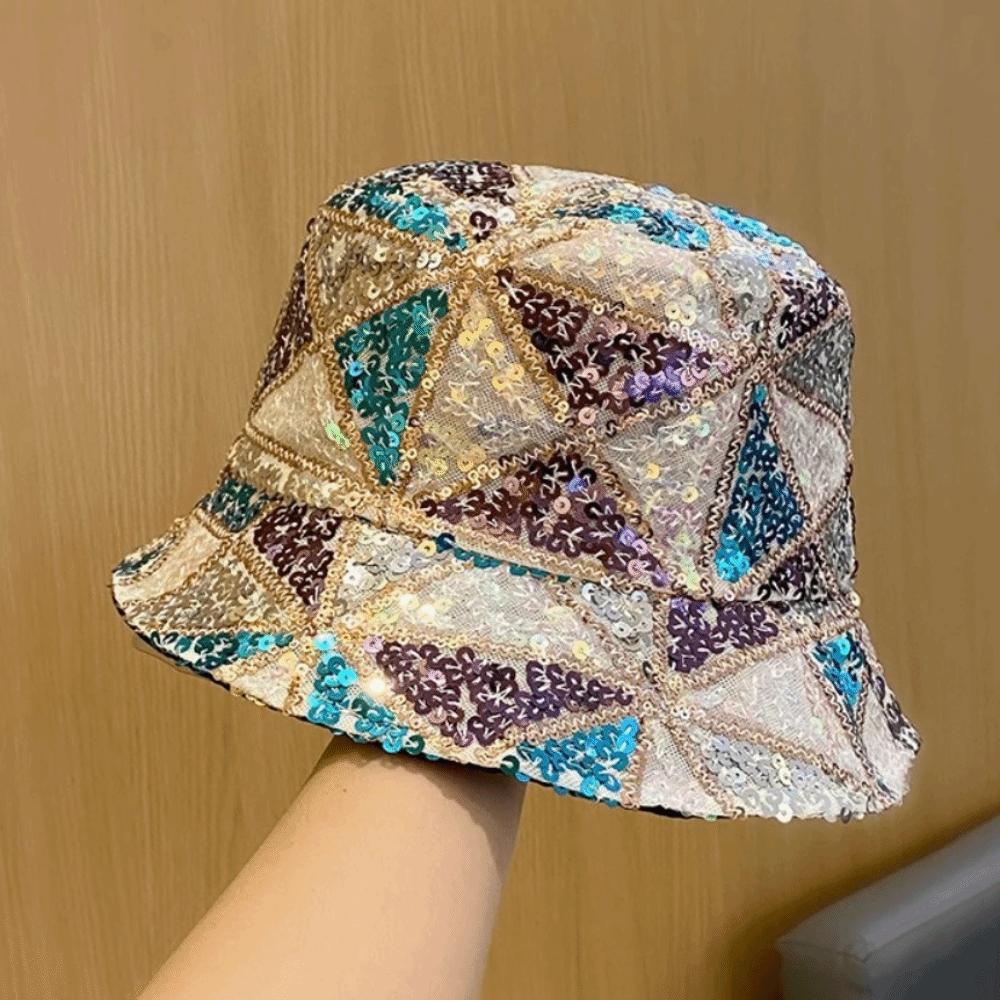Polyester Panama Hat Color Mix Women's Hat Casual Sequin Hat Outdoor