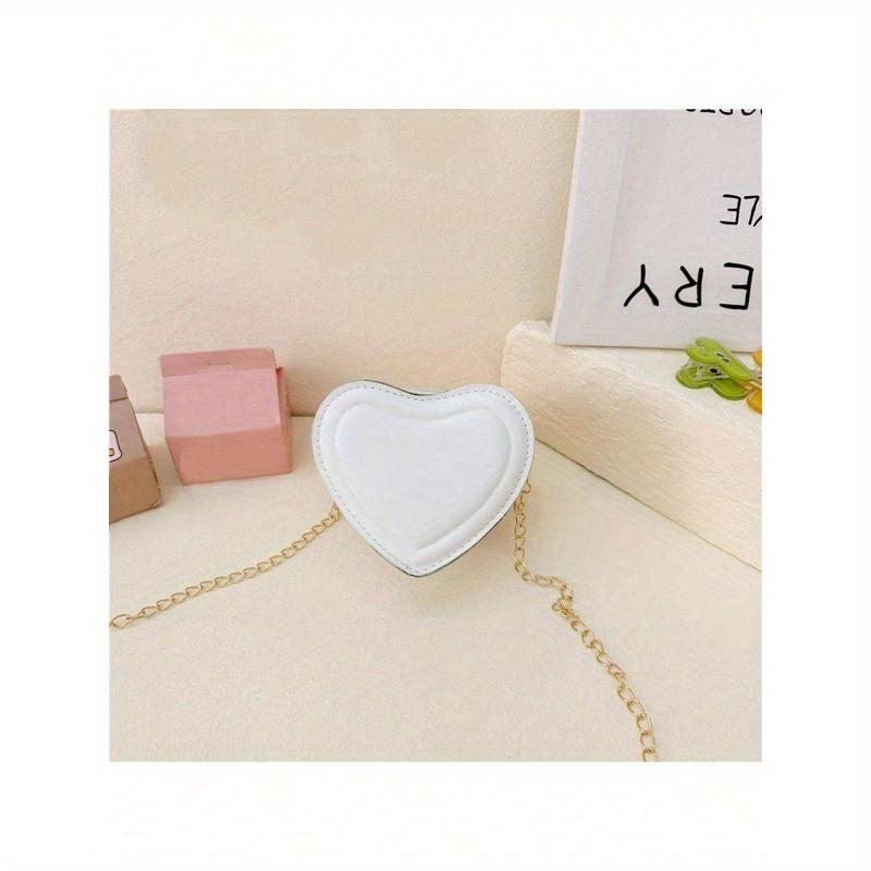 Mini Neuheitstasche Herzdesign PU Weiß Modisch Valentinstag, Modische Herzgeldbörse, Passt perfekt zum Valentinstags-Kleid