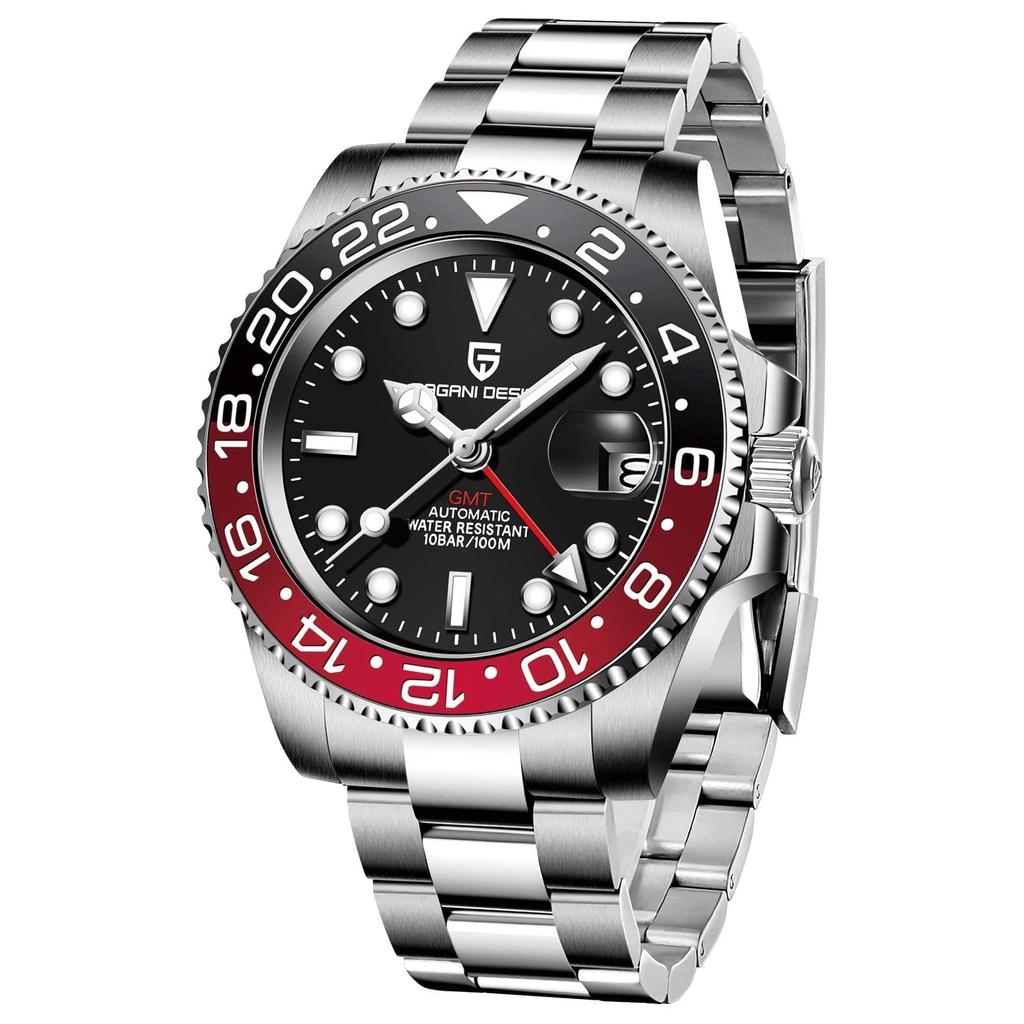 Pagani Design Men's Watch GMT Hand Automatic Japanese Movement Diver's Mechanical Case Waterproof Ceramic Bezel Business Work Dress Watch Stainless