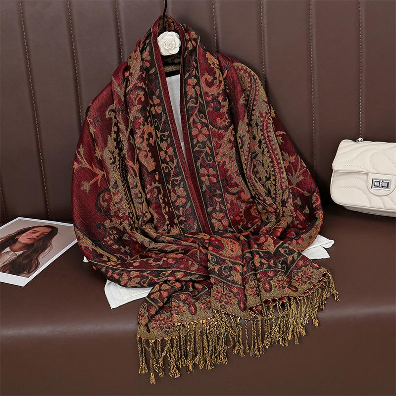 Women's Luxury Autumn Cashmere Printed Jacquard Shawl Scarf