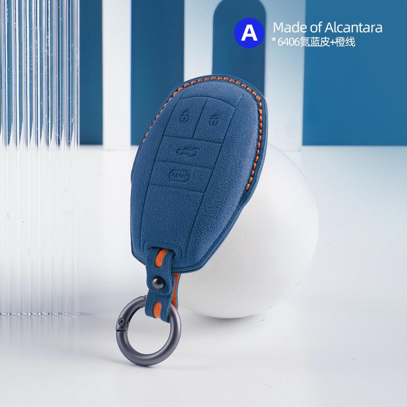 Alcantara Suede Car Key Fob Cover For Bentley Bentayga Continental Flying Spur Mulsanne Key Case Key Chains Ring Car Accessories