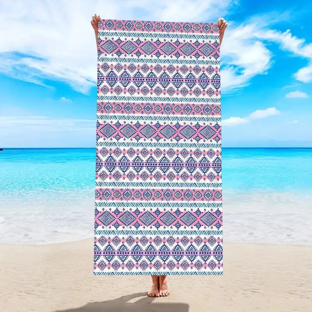 2D Flat Printed Nautical Theme Beach Towel Soft Peach Skin Quick Dry Bath Towel Swimming Pool Travel Summer Vacation Beach Decor