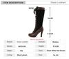 Fashion Women's Round Toe Knee High Boots Leather Lace Hollow Out Punk Lace-Up Steampunk High Heel Shoes Plus Size 34-50 White Red Black