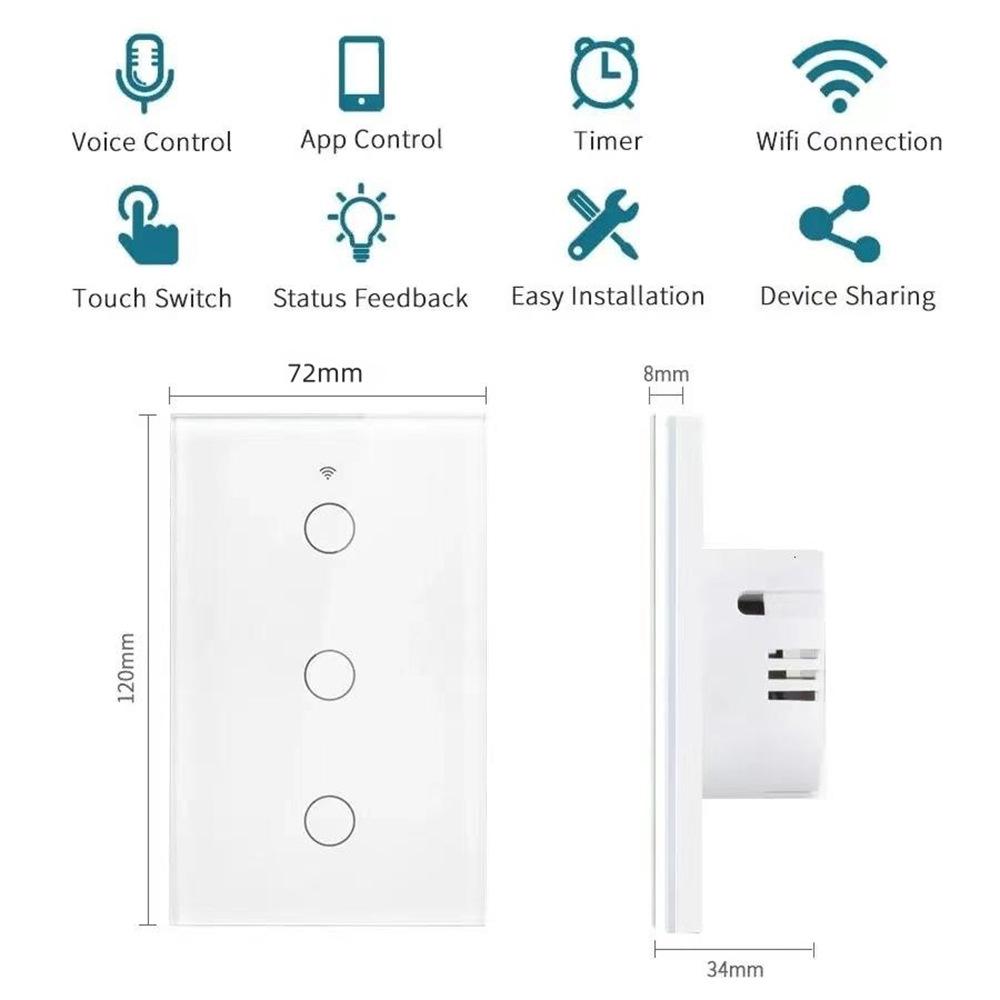 120 EU Graffiti Smart WiFi Touch Wall Switch - Neutral/Live Single Wire, RF433APP Universal
