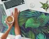 Vinyl Protective Mat with a Modern Tropical Leaves Pattern 120x60 Cm