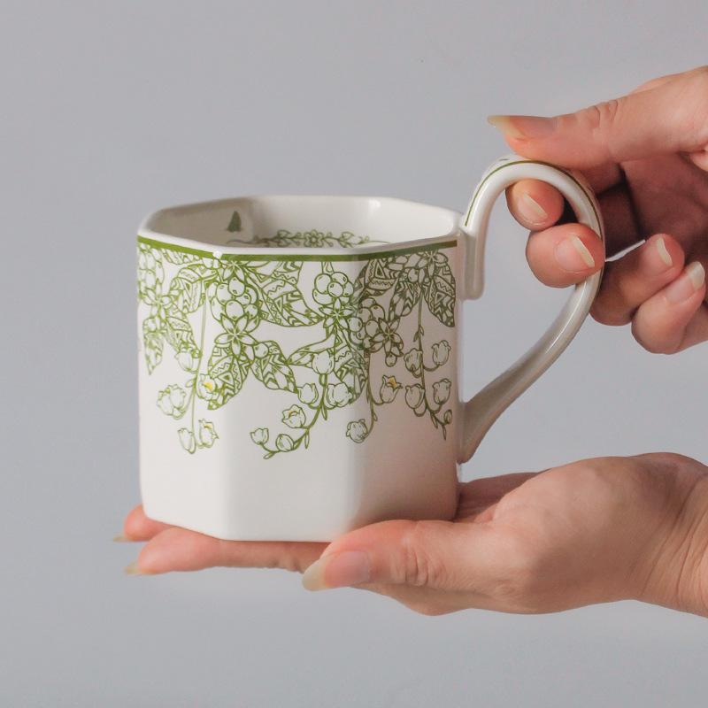 Oil Painting Flower Coffee Cup Matte Retro Exquisite Breakfast Cup Souvenir Niche Birthday Gift Girl