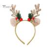Рождественский ободок с рогом оленя, украшение в виде колокольчика из мультфильма, блестящий обруч для волос с пайетками, рождественский праздничный обруч для головы, аксессуар для вечеринки