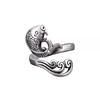 Trendy Retro Thai Silver Adjustable Koi Ring - Ethnic Style Index Finger Ring for Women