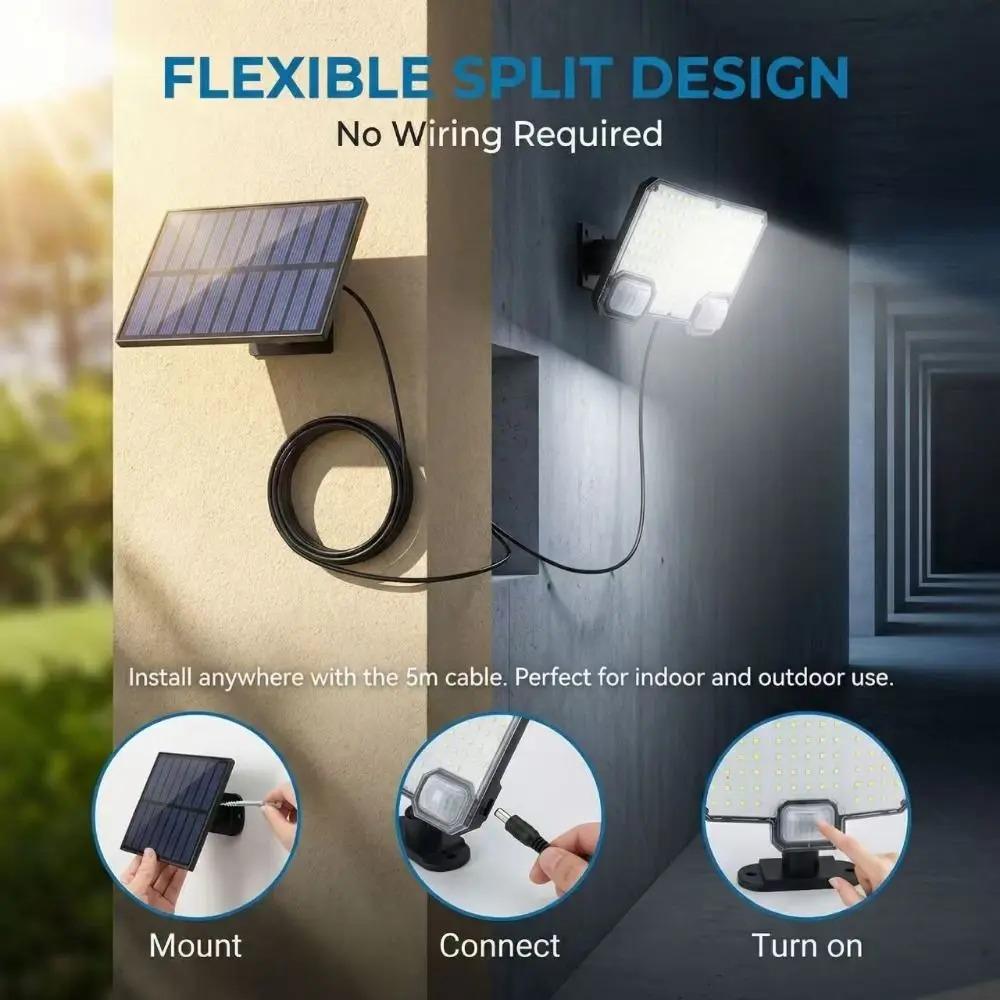 3 Mode Solar Wall Lamp Split Design Energy Saving Motion Sensor Light Waterproof with Remote Outdoor Wall Lights Outside