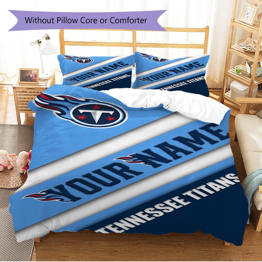 Name Individuell Tennessee Titans Logo Muster Bettwäsche Set Bettbezug Kissenbezug Heimdeko Geschenk (1 Bettbezug + 2 Kissenbezüge, ohne Füllung)