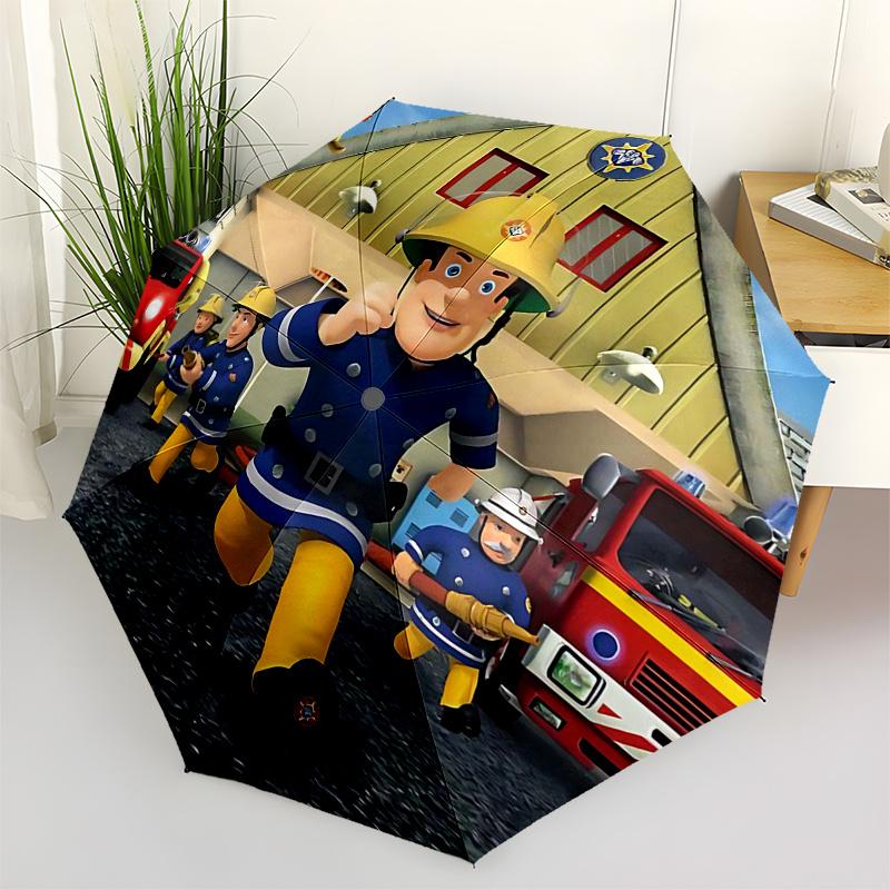 

Fireman Fire trucks Themed Travel Umbrella 8 Ribs Automatic Opening and Closing,Portable Folding Design,Compact and Stylish Umbrella Suita