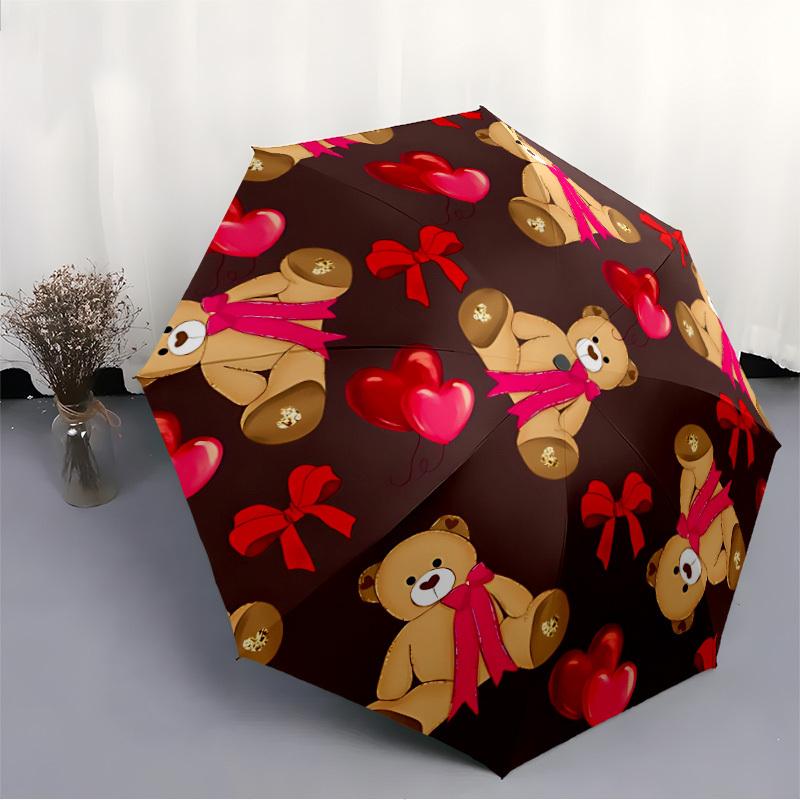 1pc Teddy Bear Pattern Automatic Folding Umbrella - Portable Collapsible 8-Rib Umbrella for All Seasons Yy251119160