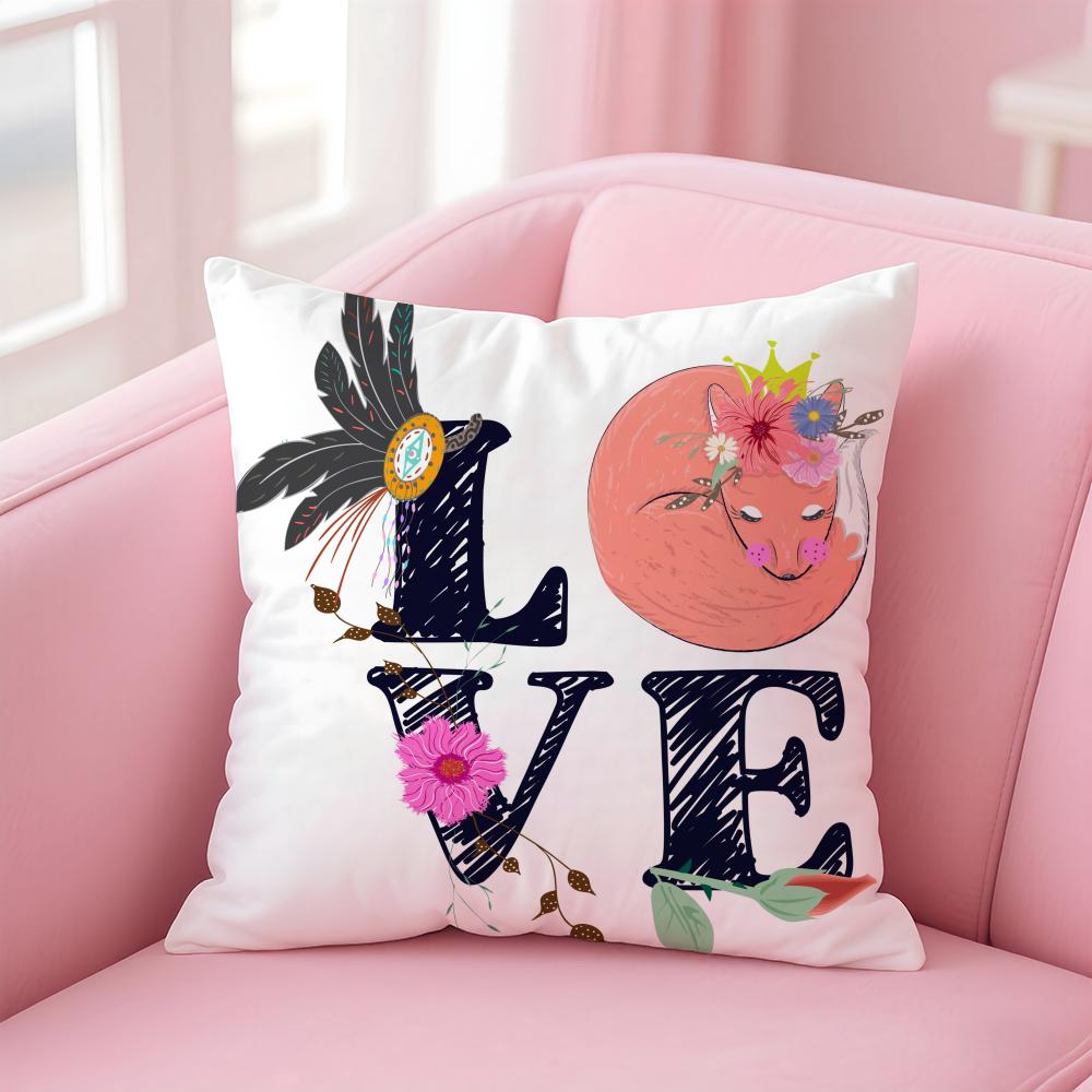 Creative Love Pattern Romantic Modern Art Cushion Cover Pillow Case Soft Skin Friendly Fabric Concealed Zipper