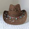 Lake Blue Cowboy Straw Hat 2023 Western Cowboy Sun Hat Spring Knight Hat Unisex Jazz Hat Summer Wide Brimmed Hat Sombrero Hombre
