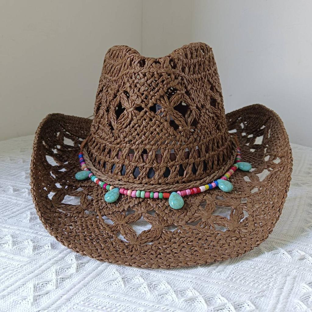 Lake Blue Cowboy Straw Hat 2023 Western Cowboy Sun Hat Spring Knight Hat Unisex Jazz Hat Summer Wide Brimmed Hat Sombrero Hombre