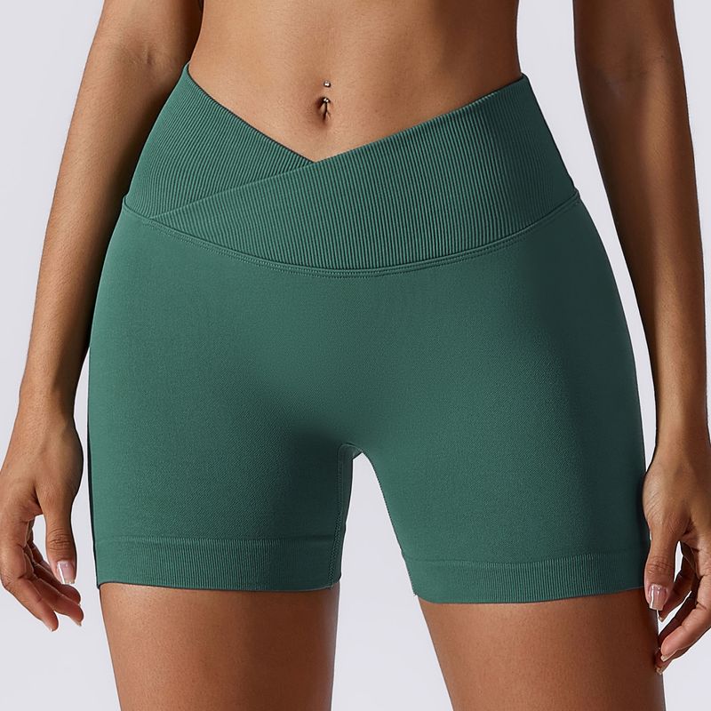 

Guangzhou Zechuang Clothing Co., Ltd. Peach Buttock Lifting European and American Yoga Shorts Elastic High Waist Running Fitness Short Dark green XL