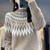 Autumn and Winter Thickened Sweater Women's Half-high Collar Outer Knit Sweater Loose Long-sleeved Inner Jacquard Bottoming Shirt