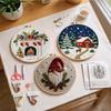 4pcs Embroidery Starter Kit with Embroidery Hoop Needles Threads Instruction Cross Stitch Set with Christmas Patterns for Adults