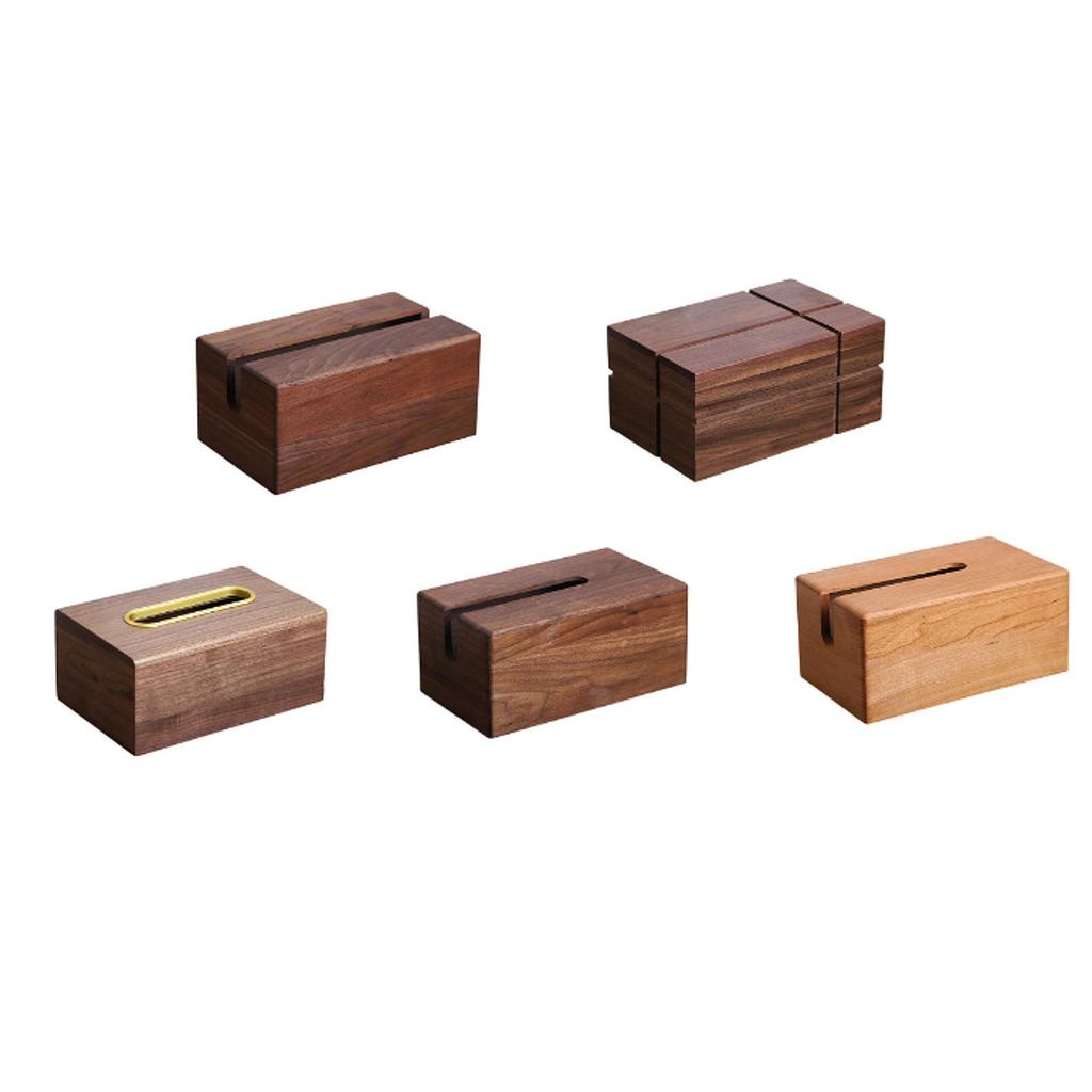 Tissue Box Wooden Ornament Paper Storage Box Rectangle Portable Tissue Cover Tissue Holder for Home Table Car Living Room El