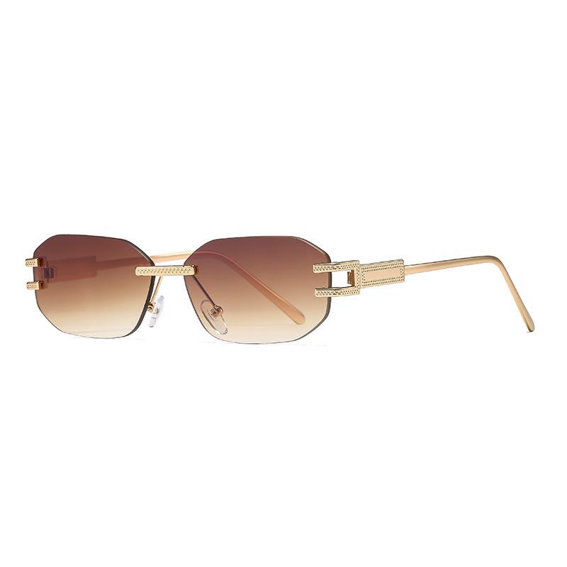 European & American Rimless Trendy Sunglasses - Unisex Polygonal Cut-Edge Design Inlaid with Diamonds
